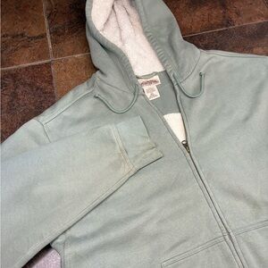 L.L. Bean Workwear Fleece Lined Sage Green Sweater Hoodie
